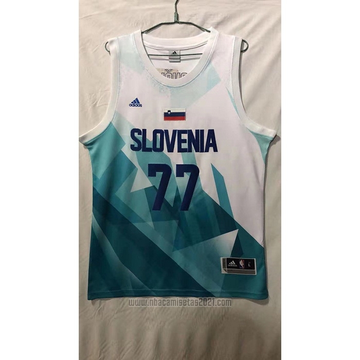 Camiseta Slovenia Luka Doncic #77 Tokyo 2021 Blanco